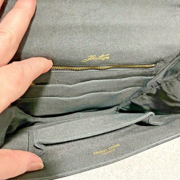 Prestige mod 1960’s black patent leather shoulder bag purse chunky gold chain - Picture 14 of 16